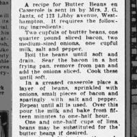 Butter Beans en Casserole (1927)