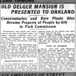 Delger Mansion and other buildings presented to city