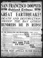 Newspaper front page reporting on 1906 San Francisco earthquake and fires