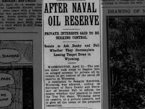 Senate begins inquiry into the leasing of the naval oil reserve at Teapot Dome to Sinclair Oil