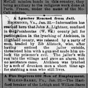 lyncher rescued from jail, 23 jan. 1884,