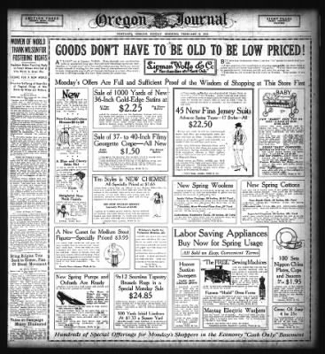 The Oregon Daily Journal from Portland, Oregon on February 2, 1919 · Page 33