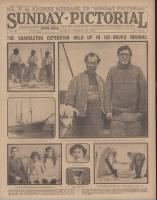 Newspaper pictures of Ernest Shackleton, expedition crew members & Shackleton's wife and children