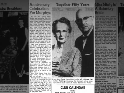 Claude and Ethel Murphy 50th Anniversary