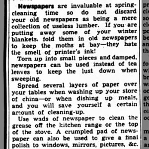 Using newspapers in spring cleaning