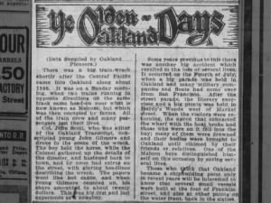 train wreck 1869, wharf broke, ship building
Ye Olden Oakland Days
TO BLOG