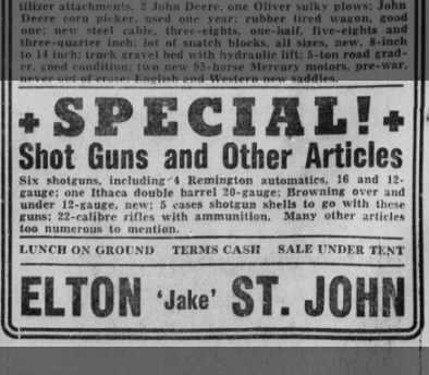 Special - Shot Guns and Other Articles Elton "Jake" St. John