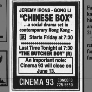 Cinema 93 closings