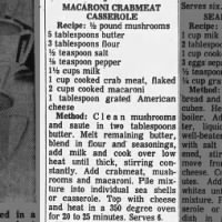 Macaroni Crabmeat Casserole (1967)