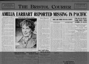 Amelia Earhart Reported Missing in Pacific