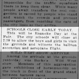 Schools close early to see first airplane flight over Roanoke 