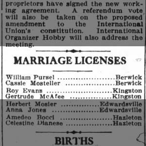 Gertrude McAfee marriage to Roy Evans