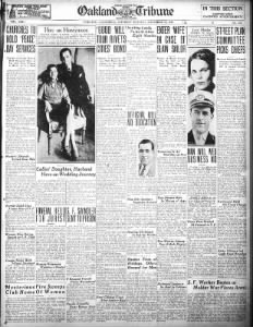 Leoma Henas to wed JW Bergsma - Oakland Tribune 10Nov1928