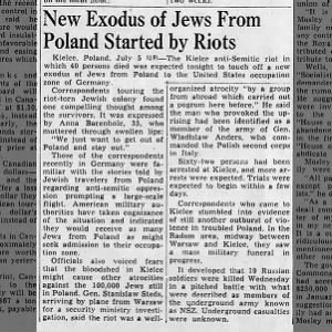 New Exodus of Jews From Poland Started by Riots