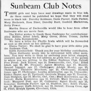 Sunbeam Club Notes