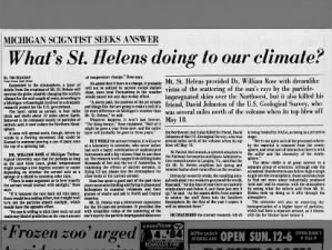 Mt. St. Helens effect on climate