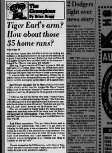 Mon 8/21/1978: Wilson remembers big '68 HR vs BAL.