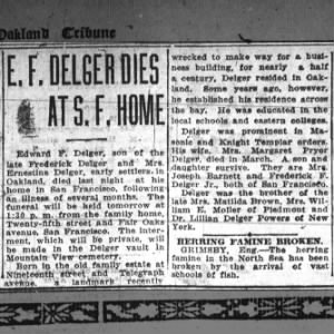 Edward F. Delger dies; estate at 19th recently wrecked