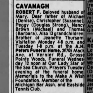 Obituary for ROBERT F. CAVANAGH